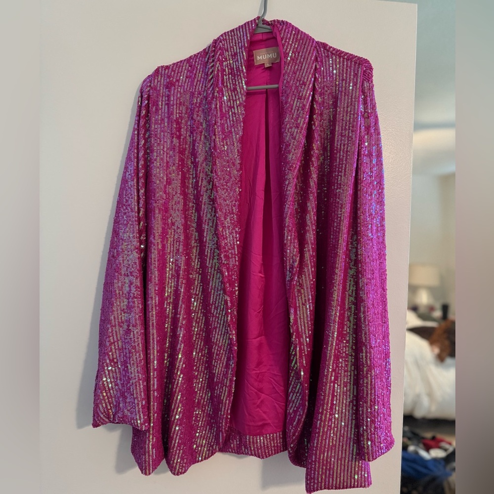 Show Me Your Mumu- Dance Blazer (pink sequin) size L
